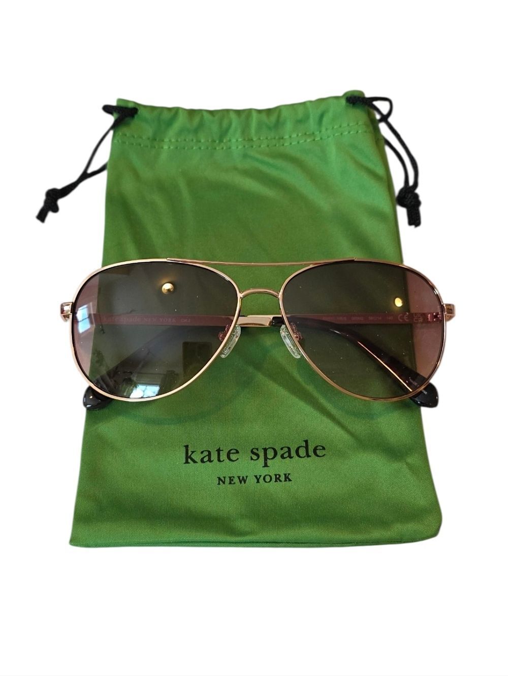 Kate Spade Emmaline Rose Gold Aviator Sunglasses With Gradient Brown Lenses - Picture 2 of 6